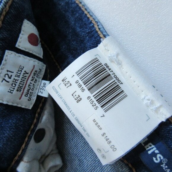 NWT Levi's Made & Crafted LMC 721 High Rise Skinny in West Coast Blues Jeans 27 - Picture 4 of 7